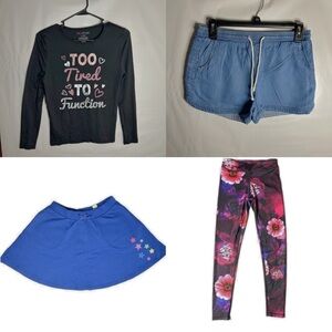 Girls Size 12-14 Clothing Bundle – Shorts, Skirt, Leggings & Shirt (4 Pieces)